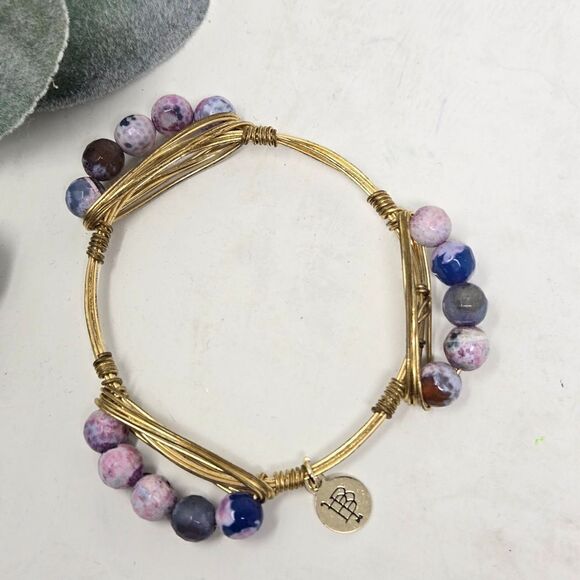 BOURBON and BOWTIES Sodalite Metal Wrap Bangle Bracelet - Picture 5 of 5